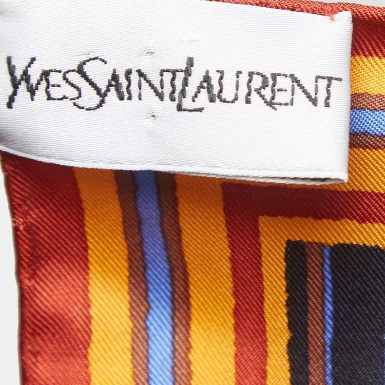 Pre Owned Yves Saint Laurent Multicolor Floral Print Silk Scarf