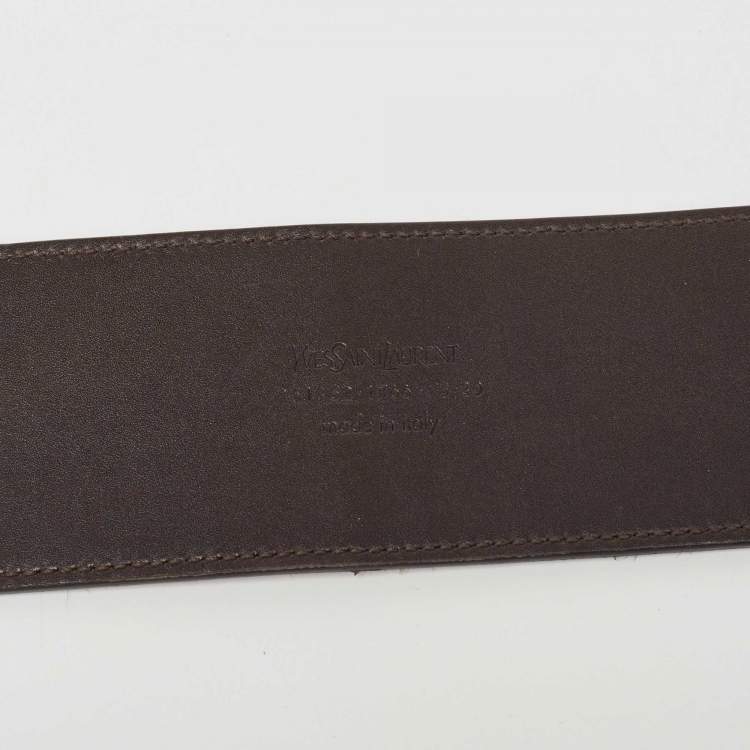 Pre Owned Yves Saint Laurent Brown Calf Hair and Leather Waist Belt 75 CM