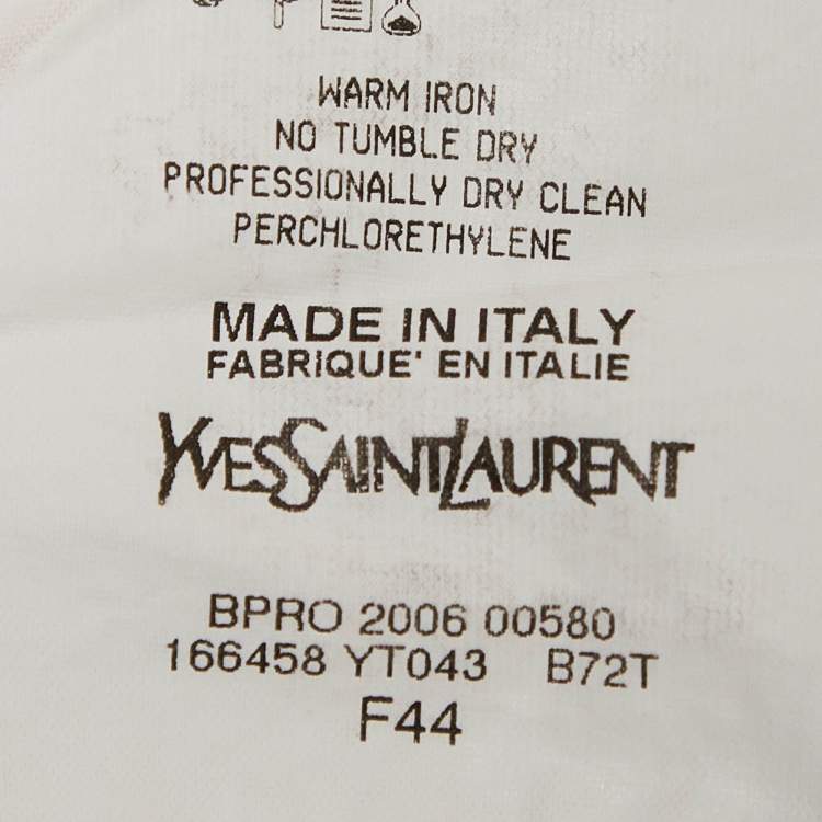 Pre Owned Yves Saint Laurent Paris Off-White Cotton Stretch Tie-Up Blouse L