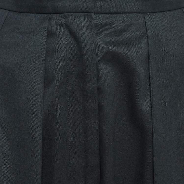 Pre Owned Yves Saint Laurent Black Cotton Pleated Trousers S