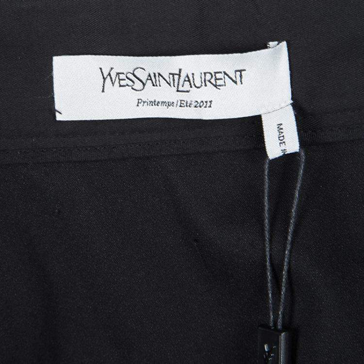 Pre Owned Yves Saint Laurent SS'11 Black Cotton Contrast Ruffle Detail Wrap Skirt M