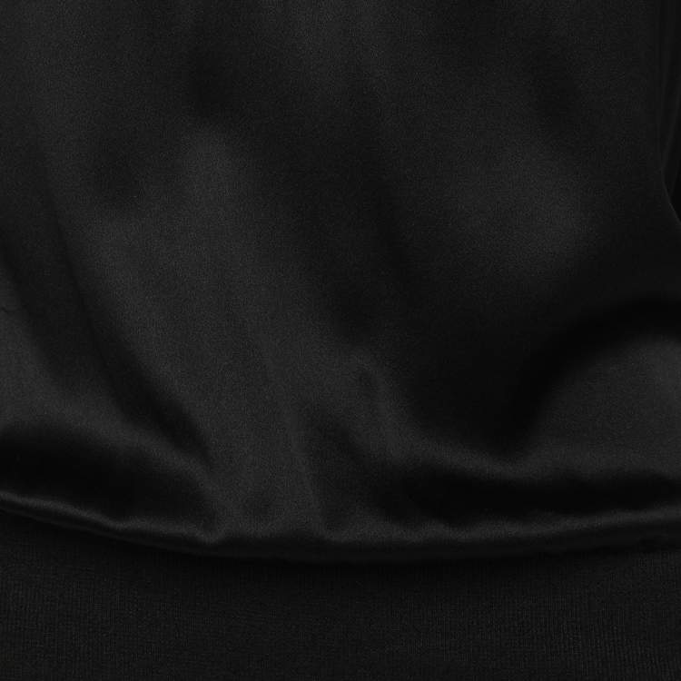 Pre Owned Yves Saint Laurent Black Silk/Cotton Midi dress M