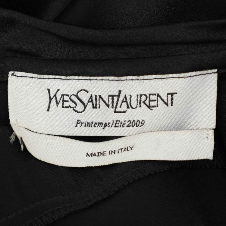 Pre Owned Yves Saint Laurent Black Silk/Cotton Midi dress M