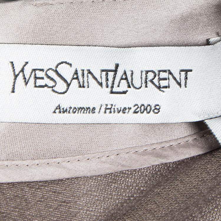 Pre Owned Yves Saint Laurent Colorblock Silk Flared Bottom Sleeveless Dress M