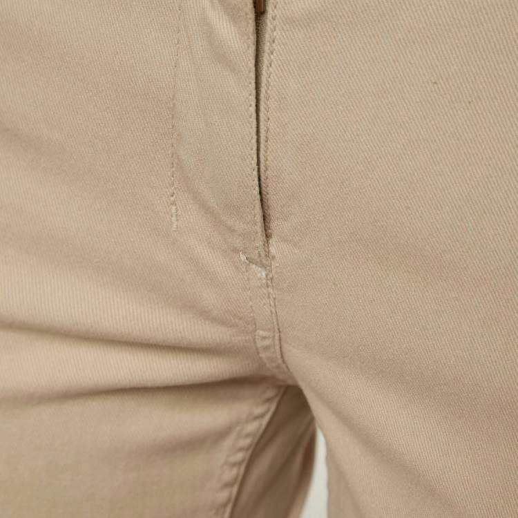 Pre Owned Yves Saint Laurent Vintage Beige Gabardine Cotton Trousers M