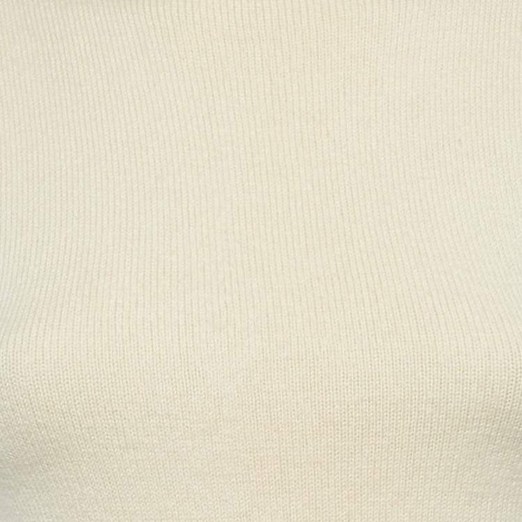 Pre Owned Yves Saint Laurent Vintage Cream Wool Sleeveless Sweater XS