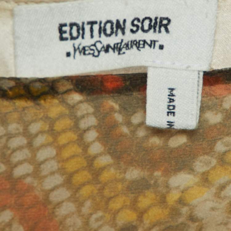 مملوكة مسبقًا Yves Saint Laurent Edition Soir Multicolor Snake Print Silk Maxi Dress M