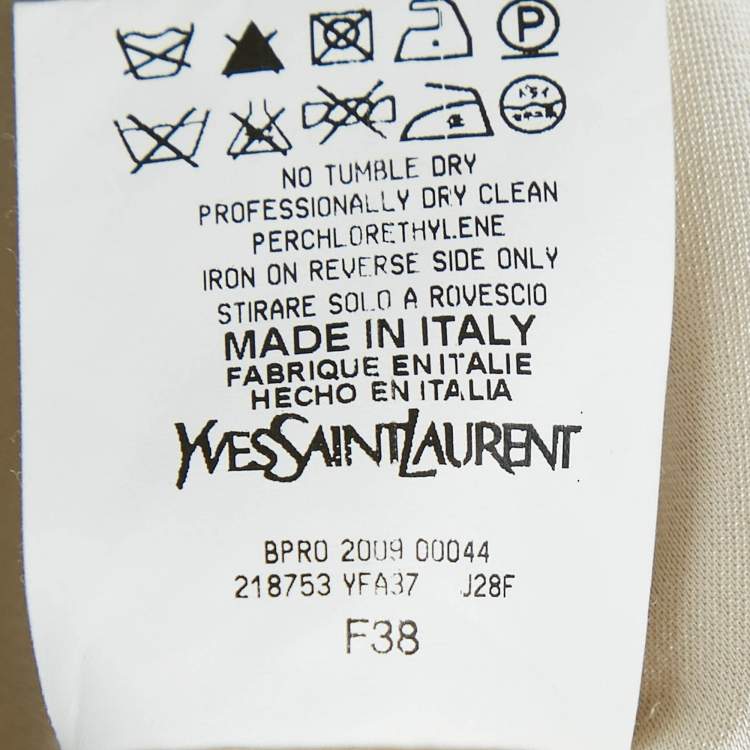 Pre Owned Yves Saint Laurent Beige Cotton Blend Side Detail Pencil Skirt M