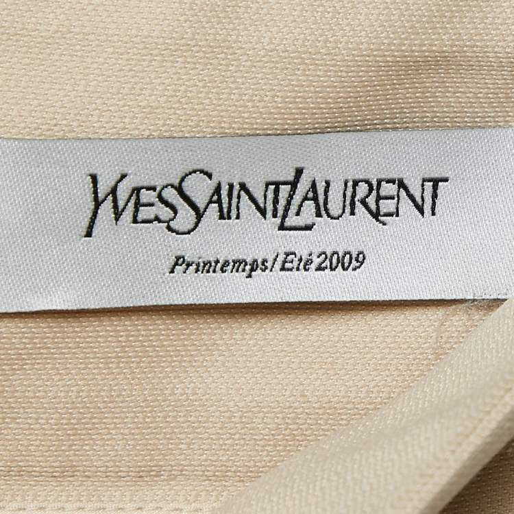 Pre Owned Yves Saint Laurent Beige Cotton Blend Side Detail Pencil Skirt M