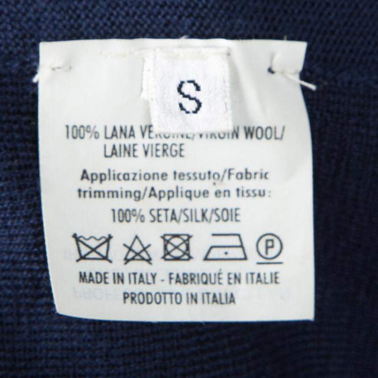 Pre Owned Yves Saint Laurent Blue Wool Buckled Waist Detail Short Sleeve Dress S