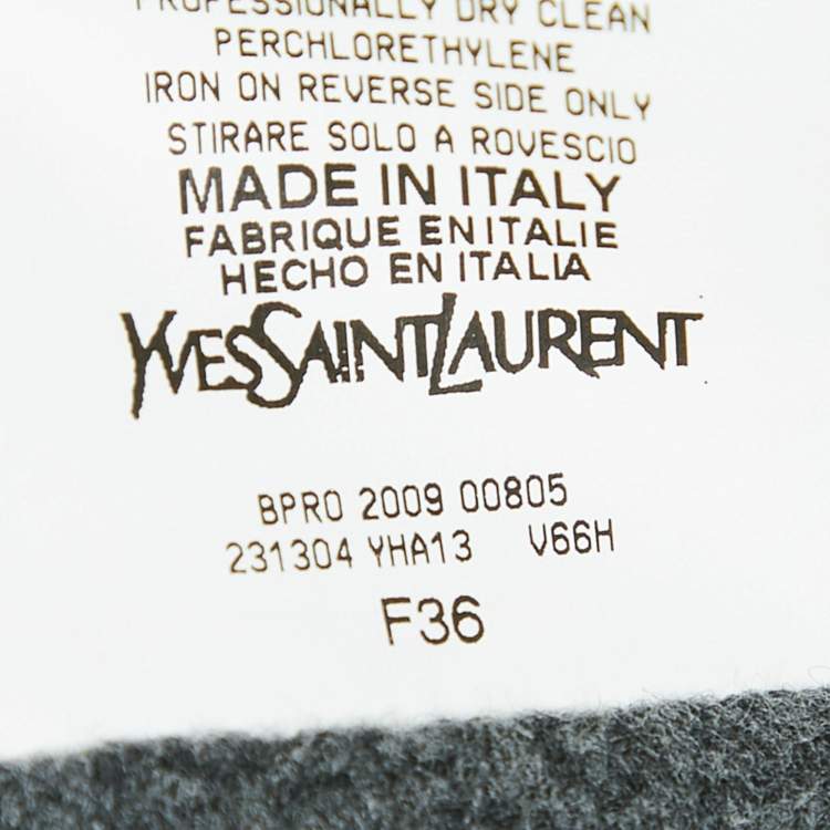 Pre Owned Yves Saint Laurent Vintage Grey Wool Belted Mini Dress S