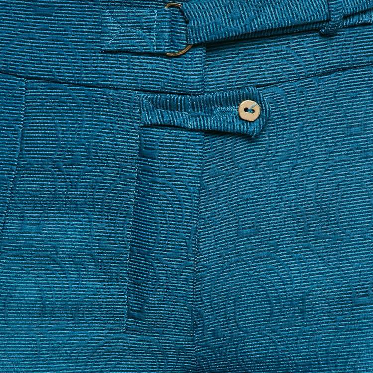 Pre Owned Yves Saint Laurent Vintage Blue Nylon Jacquard Trousers S