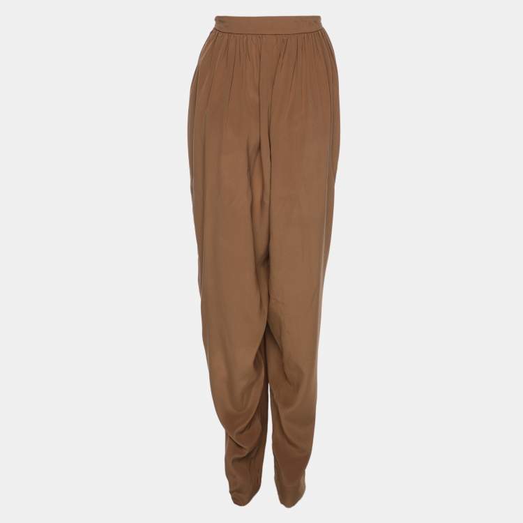 Pre Owned Yves Saint Laurent Brown Silk Trousers M