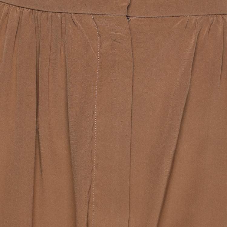 Pre Owned Yves Saint Laurent Brown Silk Trousers M