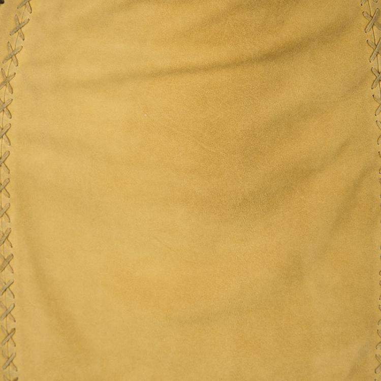 Pre Owned Yves Saint Laurent Paris Mustard Suede Contrast Trim Skirt S