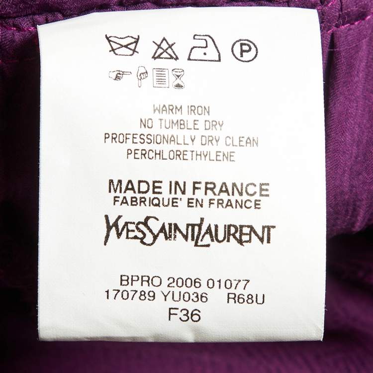 Pre Owned Yves Saint Laurent Purple Silk Cape Detail Maxi Dress S