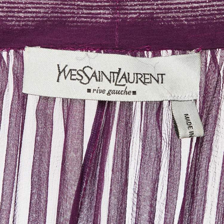 Pre Owned Yves Saint Laurent Purple Silk Cape Detail Maxi Dress S