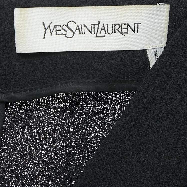 Pre Owned Yves Saint Laurent Vintage Black Wool V-Neck Short Dress M
