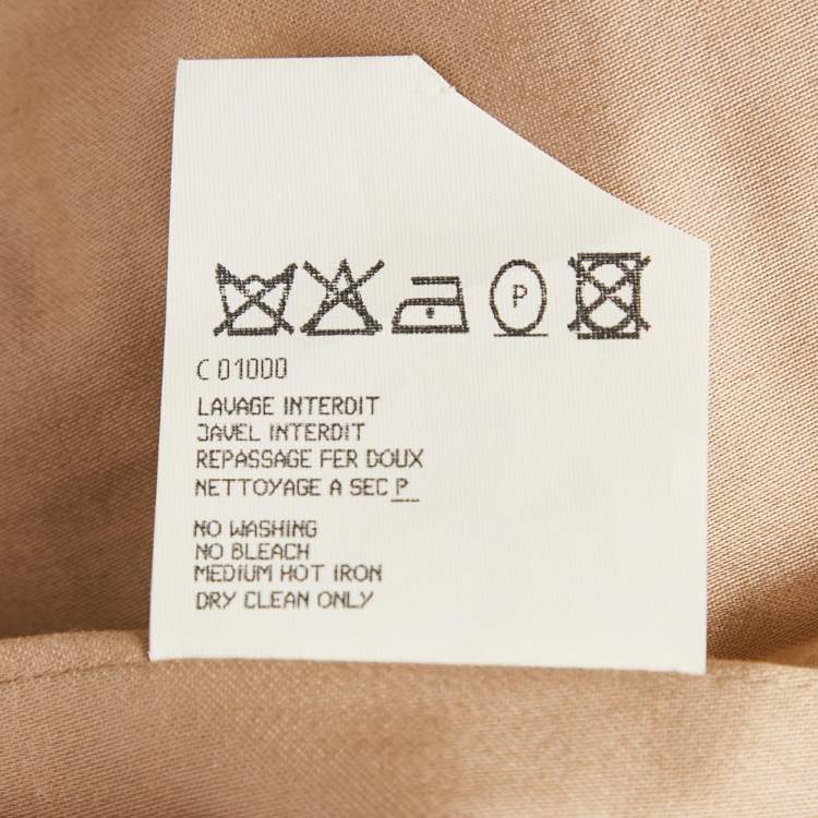 Pre Owned Yves Saint Laurent Vintage Beige Cotton Gabardine Knee-Length Skirt L