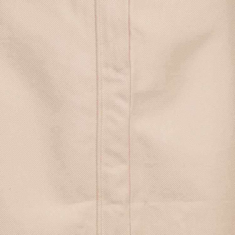 Pre Owned Yves Saint Laurent Vintage Beige Cotton Gabardine Knee-Length Skirt L