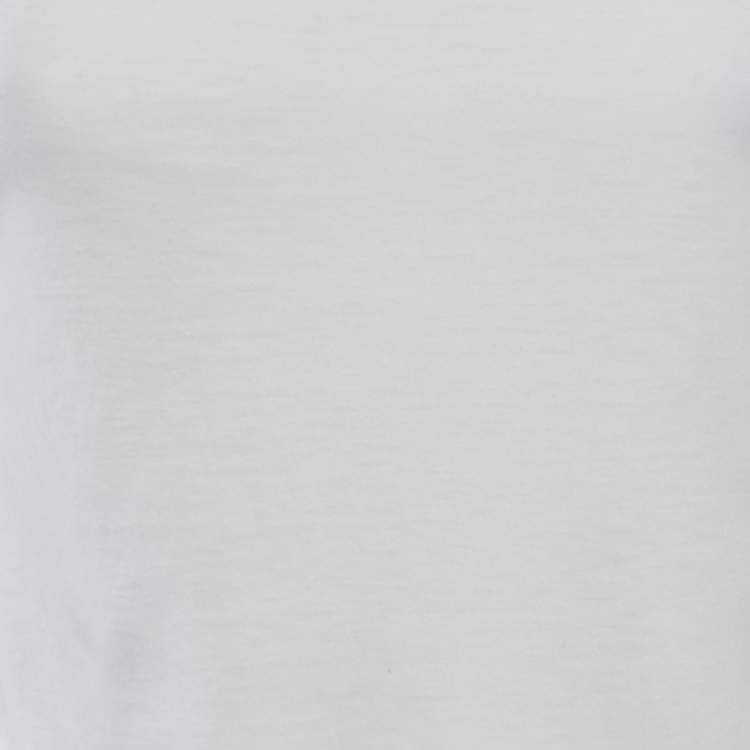 Pre Owned Yves Saint Laurent Vintage White Cotton Floral Applique Detail Top S