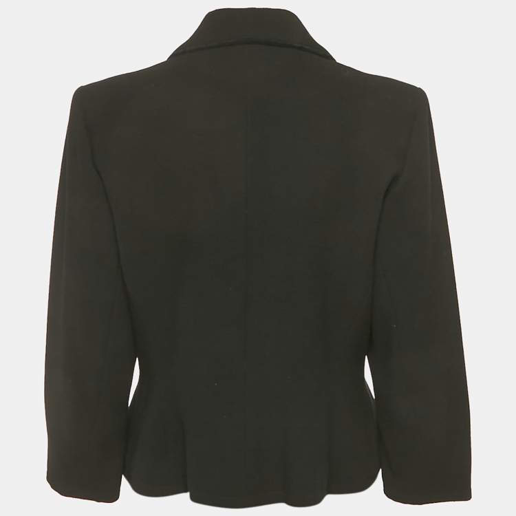 Pre Owned Yves Saint Laurent Vintage Rive Gauche Black Textured Wool Jacket M