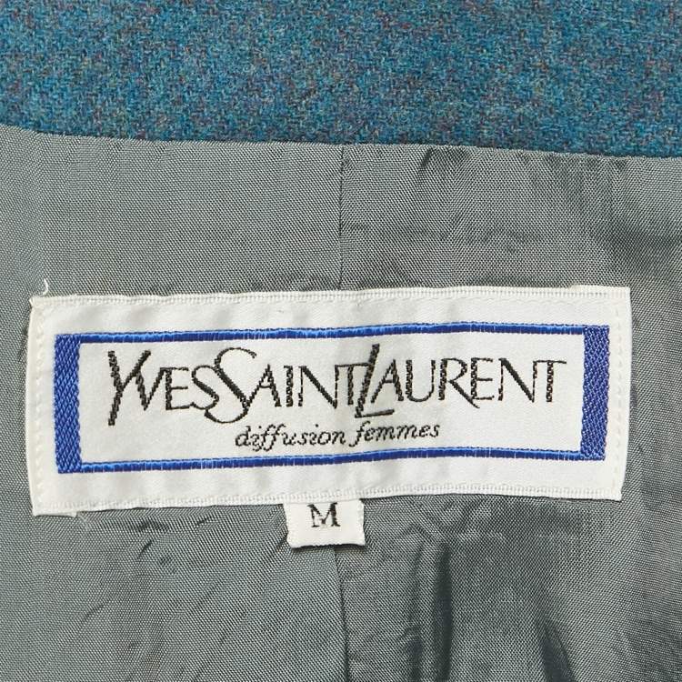 مملوكة مسبقًا Yves Saint Laurent Vintage Teal Wool Blazer & Skirt Set M/L