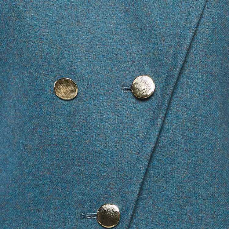 مملوكة مسبقًا Yves Saint Laurent Vintage Teal Wool Blazer & Skirt Set M/L