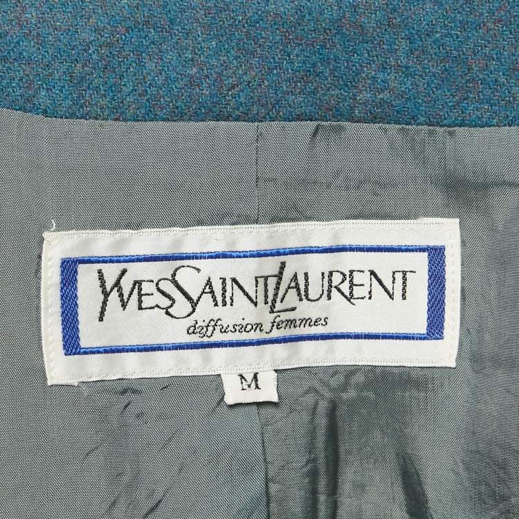 مملوكة مسبقًا Yves Saint Laurent Vintage Teal Wool Blazer & Skirt Set M/L