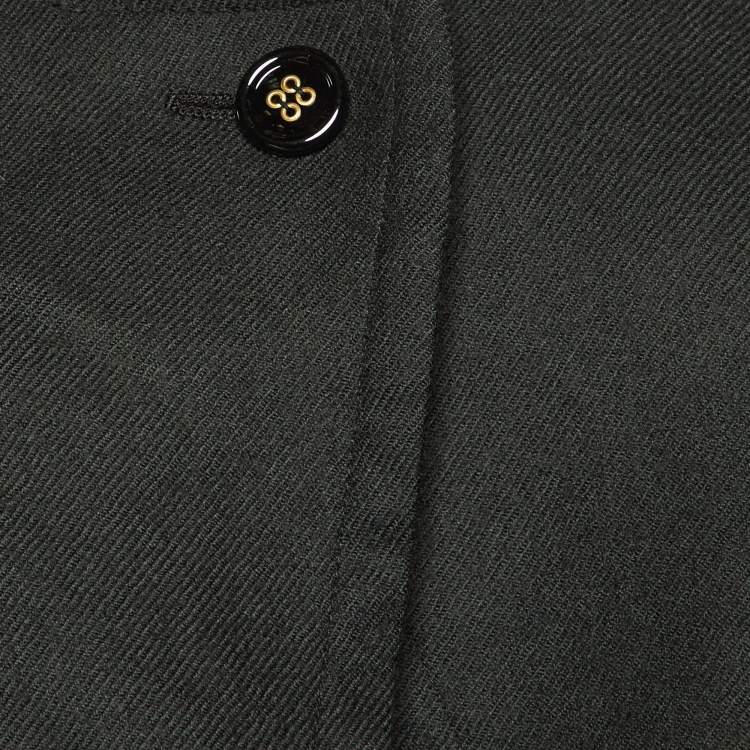 Pre Owned Yves Saint Laurent Rive Gauche Deep Green Wool Cropped Jacket M