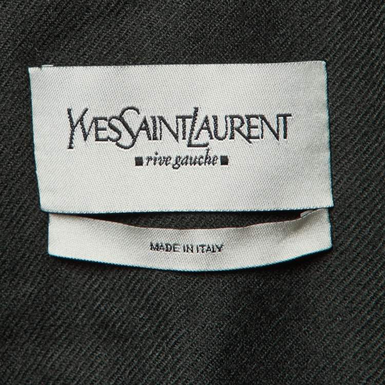 Pre Owned Yves Saint Laurent Rive Gauche Deep Green Wool Cropped Jacket M