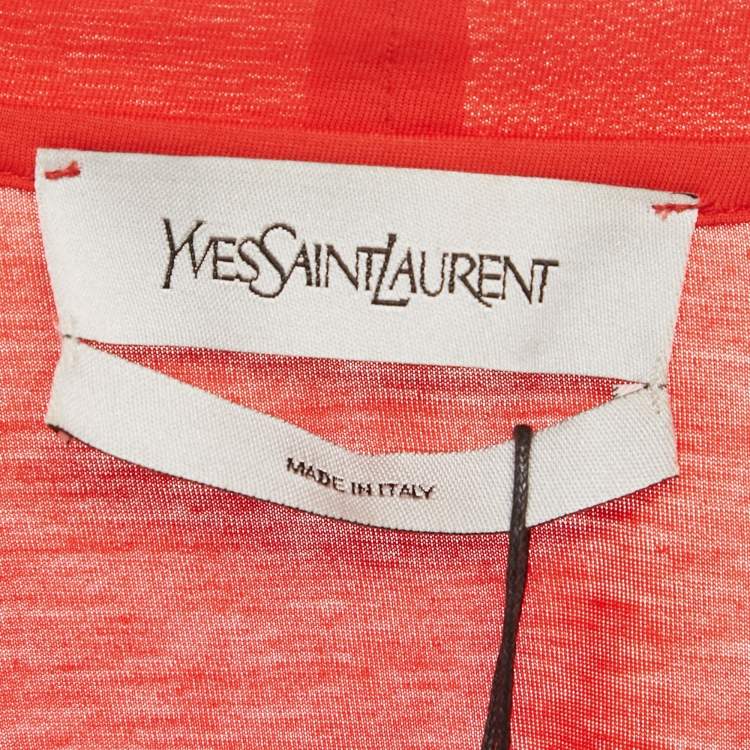 مملوكة مسبقًا Yves Saint Laurent Orange Logo Patch Cotton Half Sleeve T-Shirt M