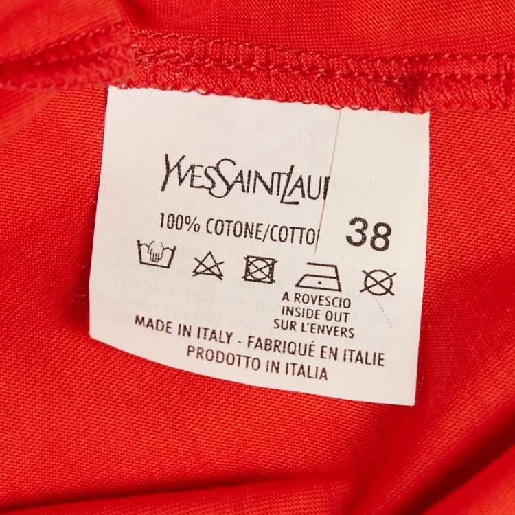 مملوكة مسبقًا Yves Saint Laurent Orange Logo Patch Cotton Half Sleeve T-Shirt M
