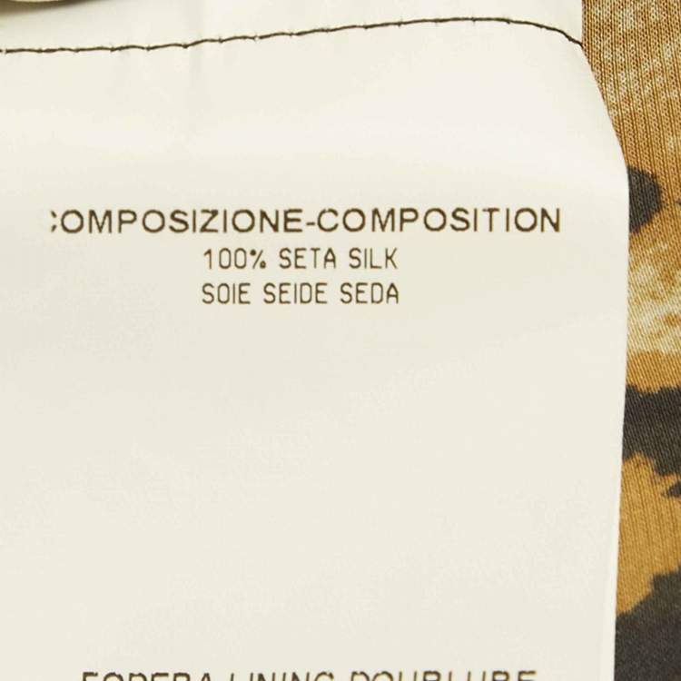 Pre Owned Yves Saint Laurent Brown Leopard Printed Silk Satin Cowl Neck Detail Shift Dress L