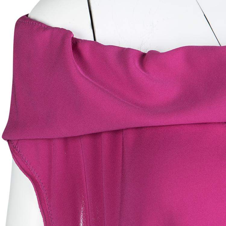 مملوكة مسبقًا Yves Saint Laurent Pink Knit Off Shoulder Sleeveless Shift Dress S