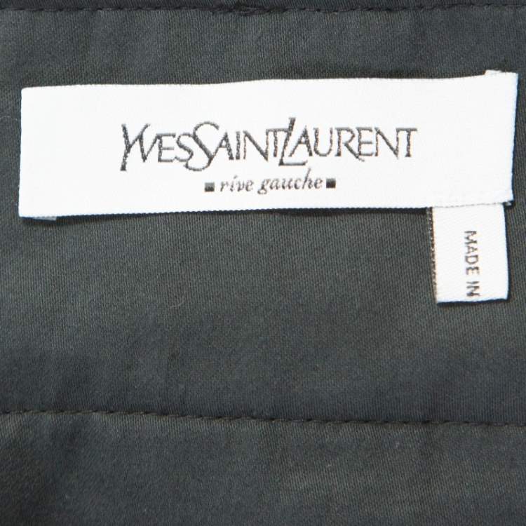 Pre Owned Yves Saint Laurent Charcoal Grey Wool Belt Detail Skirt M 