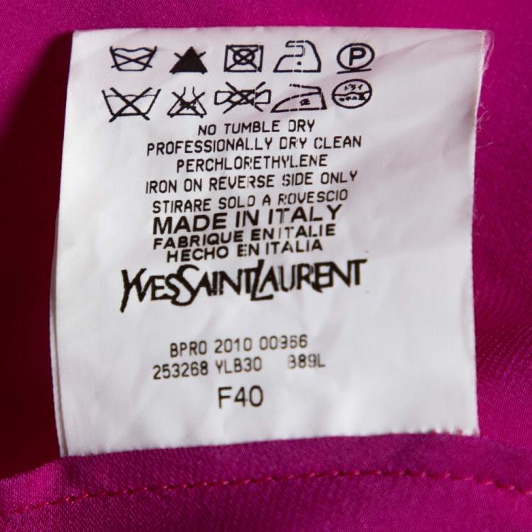 Pre Owned Yves Saint Laurent Fuschia Pink Silk Cowl Neck Top M