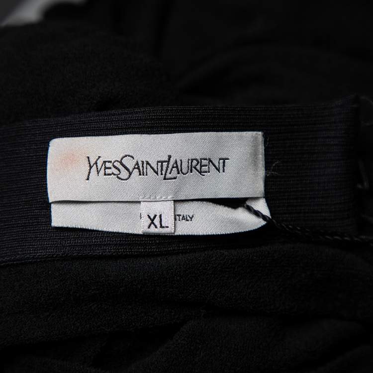 Pre Owned Yves Saint Laurent Black Terry Halter neck Maxi Dress XL