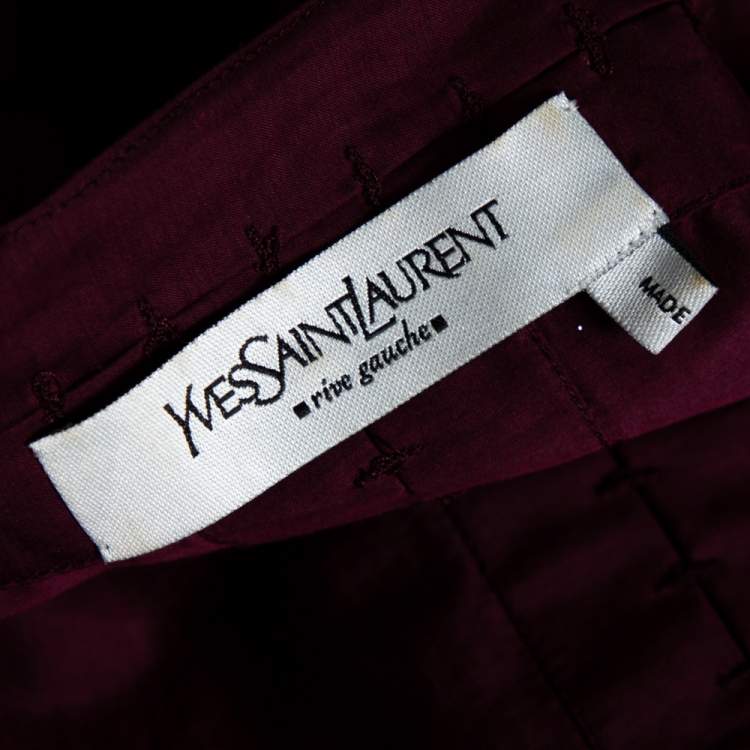 Pre Owned Yves Saint Laurent Burgundy Cotton Balloon Sleeve Detail Shirt M