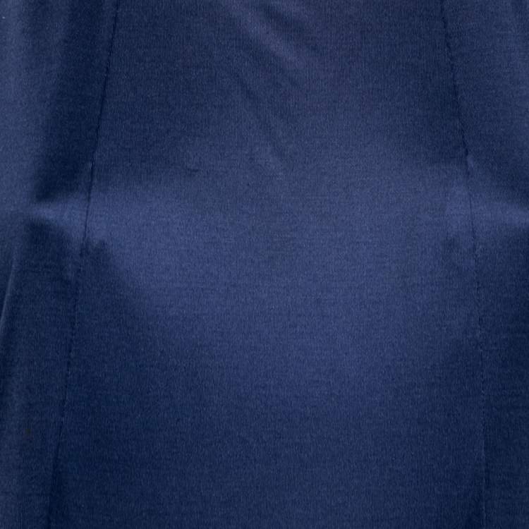 Pre Owned Yves Saint Laurent Blue Silk Knit Layered Sleeveless Maxi Dress S