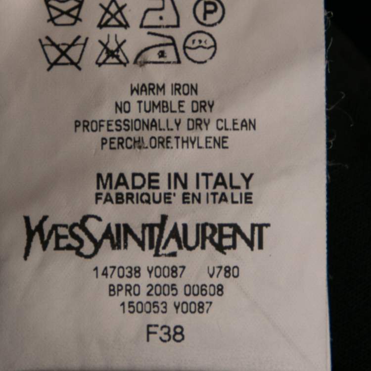 Pre Owned Yves Saint Laurent Vintage Black Wool Velvet Trimmed Single Breasted Blazer M