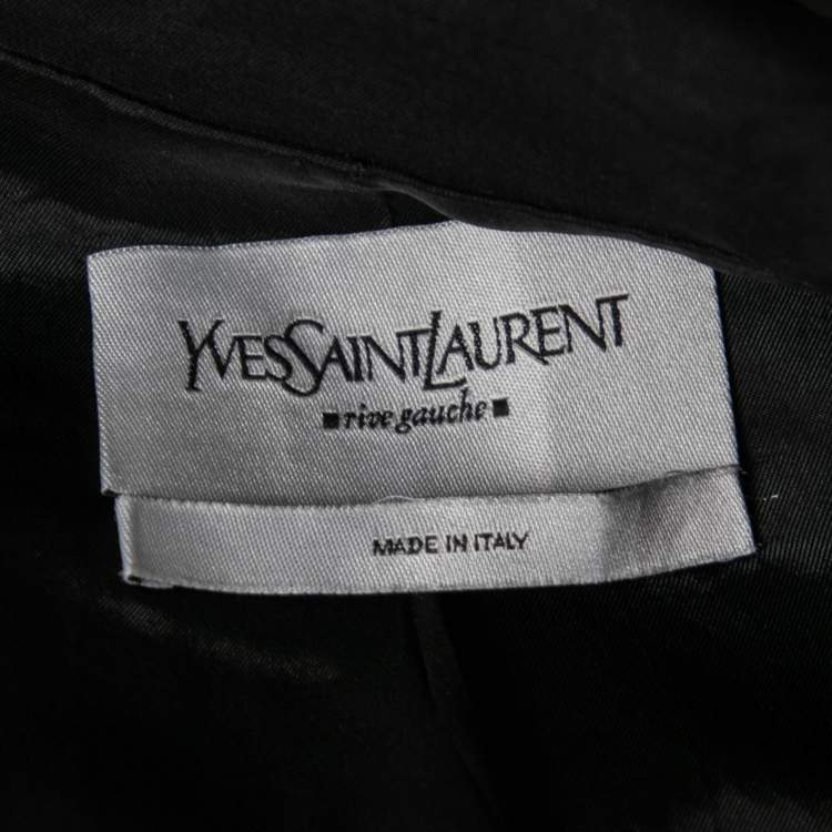 Pre Owned Yves Saint Laurent Vintage Black Wool Velvet Trimmed Single Breasted Blazer M