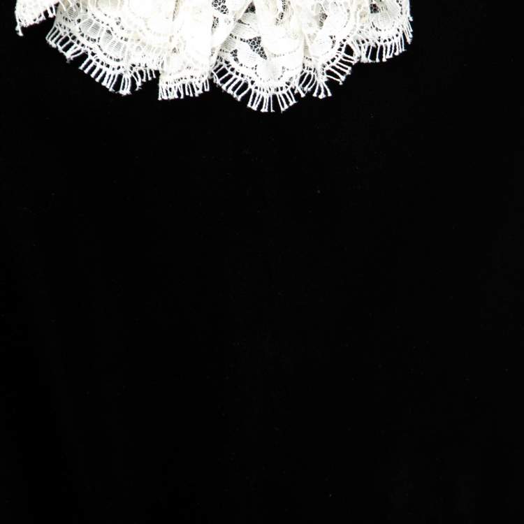 Pre Owned Saint Laurent Black Velvet Lace Trimmed Sleeveless Short Dress S