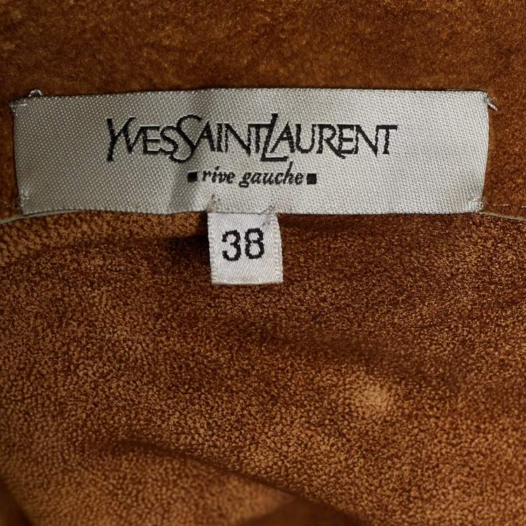 Pre Owned Yves Saint Laurent Rive Gauche Brown Suede Patchwork Draped Skirt M