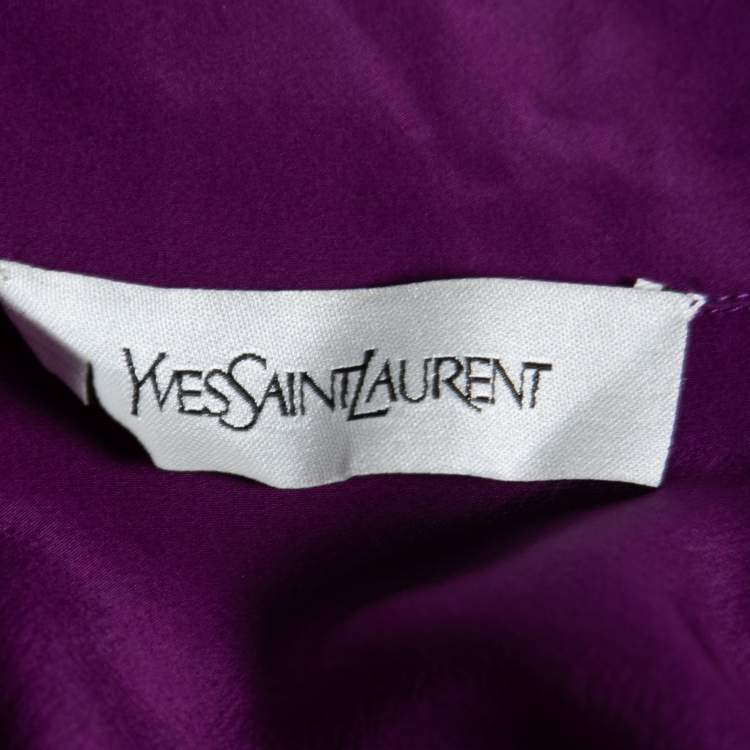 مملوكة مسبقًا Yves Saint Laurent Purple Silk Waist Cutout Detail Jumpsuit M