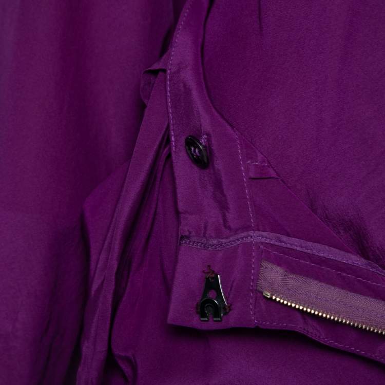 مملوكة مسبقًا Yves Saint Laurent Purple Silk Waist Cutout Detail Jumpsuit M