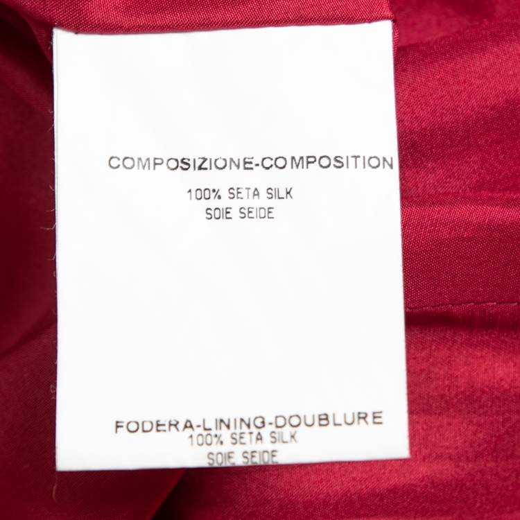 Pre Owned Yves Saint Laurent Vintage Red Silk Tiered Pencil Skirt M