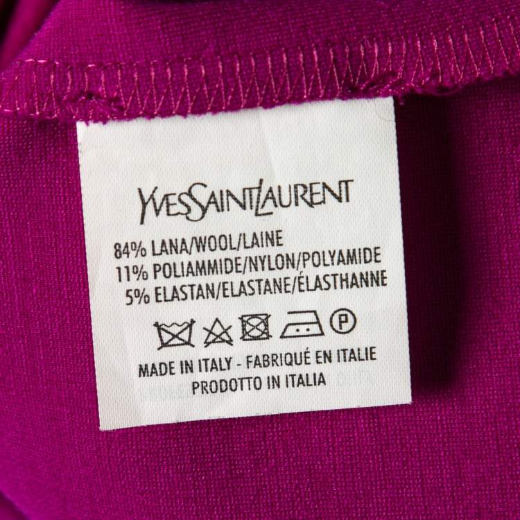 مملوكة مسبقًا Yves Saint Laurent Purple Wool V-Neck Scalloped Hem Dress M
