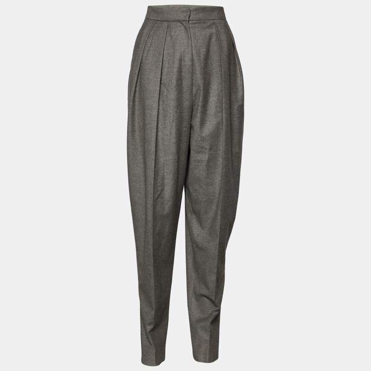 مملوكة مسبقًا Yves Saint Laurent Grey Wool & Cashmere Pleated Pants L Waist 31.5"