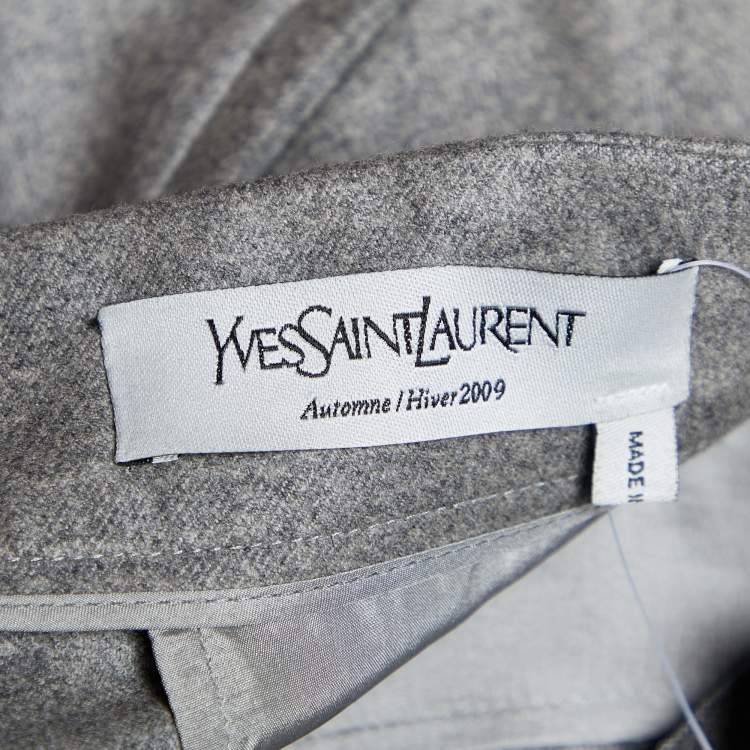 مملوكة مسبقًا Yves Saint Laurent Grey Wool & Cashmere Pleated Pants L Waist 31.5"